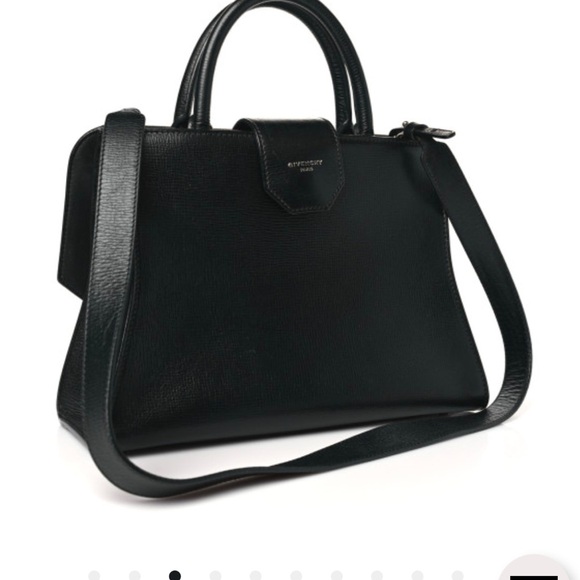 Vintage Givenchy Obsedia Medium Flap Black Pebbled Calfskin Satchel Hand Bag - Picture 2 of 16